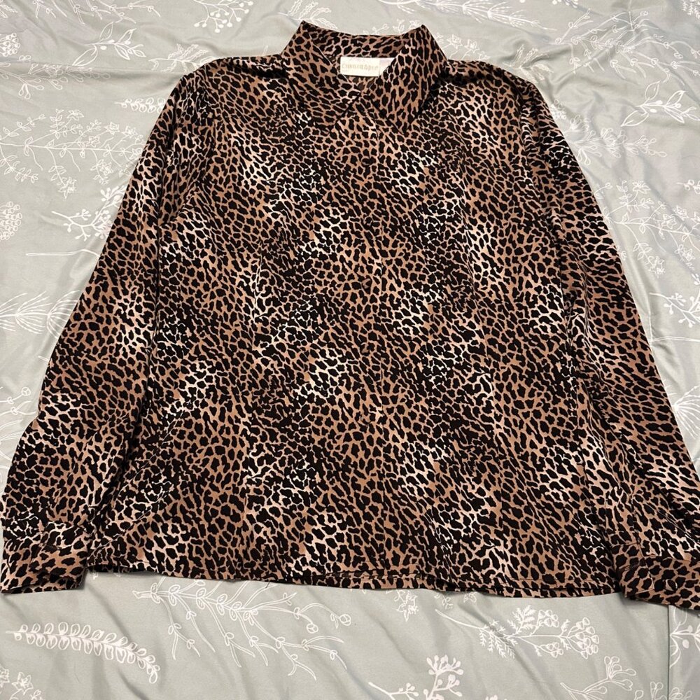 Vintage Leopard Print Blouse sz 14 Mob Wife Christie & Jill